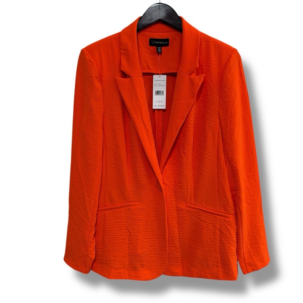 NWT‎ $129 Rafaella Women's Flame Orange Blazer Coat Size Large 20.5 x 28